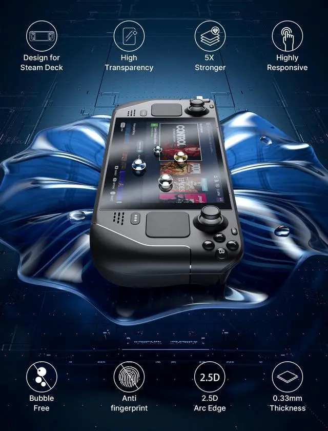 Alt view image 2 of 6 - 2-Pack Anti Glare Screen Protector for Steam Deck, 9H Hardness Matte Tempered Glass for Steam Deck OLED with Guiding Frame, Scratch Resistant, Comes with Toolkits