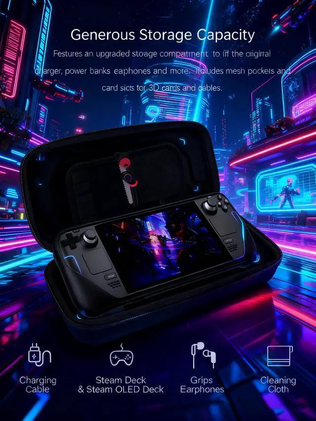 Alt view image 6 of 7 - Carrying Case Compatible with Steam Deck/Steam Deck OLED, Protective Hard Shell Travel Case for Steam Deck Console & Accessories