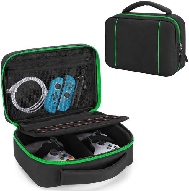 Main image of Controller Travel Carrying Case Compatible with PS5 / PS4 / Xbox / Switch Pro and More Controllers, Protective Storage Bag for 2 Controllers & Other Accessories, Green (Patent Design)