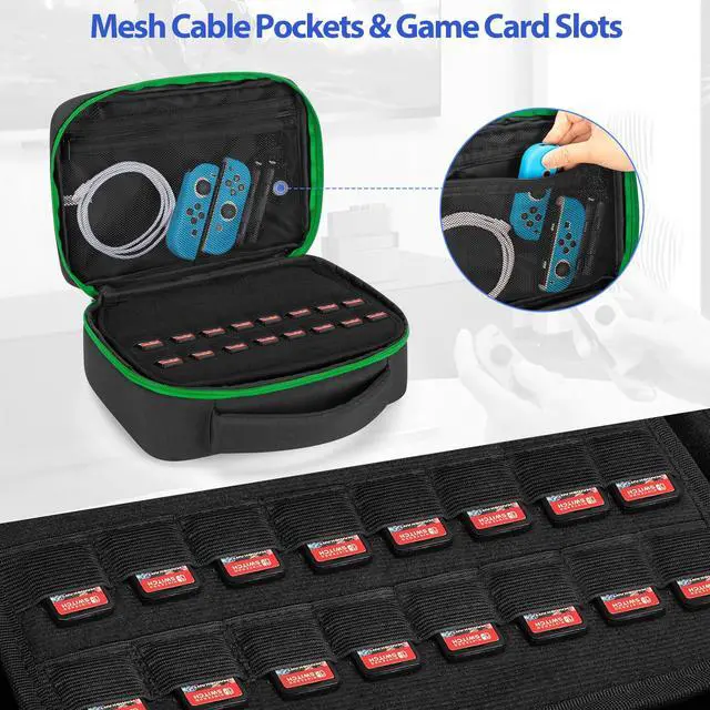 Alt view image 4 of 7 - Controller Travel Carrying Case Compatible with PS5 / PS4 / Xbox / Switch Pro and More Controllers, Protective Storage Bag for 2 Controllers & Other Accessories, Green (Patent Design)