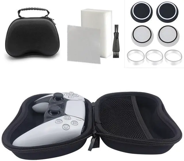 Main image of Controller Case For PS5/4,For Xbox One (Series X, S),For Switch1/2 Pro Controller,precision rings&Thumb Grip Caps,Powerful clean Sponge&Cleaning Cloth (Black, 11in1Set)