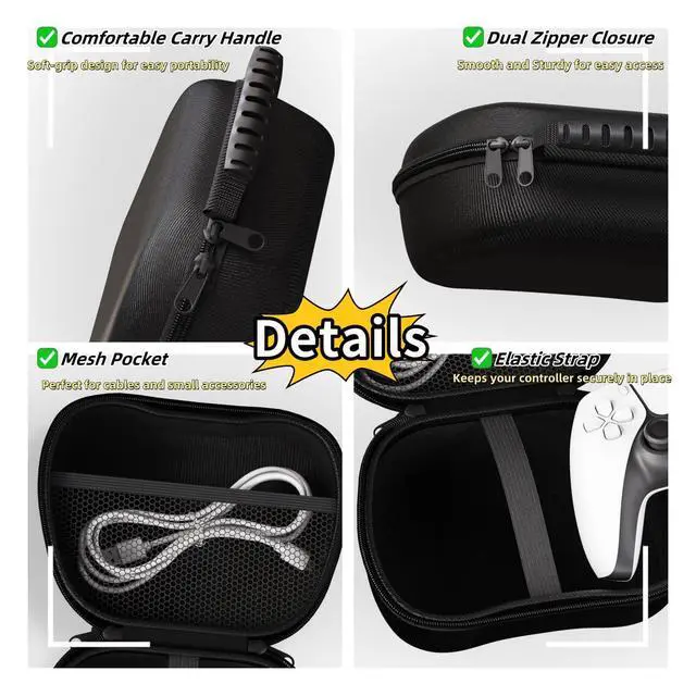 Alt view image 4 of 7 - OP-P Universal Game Controller Protective Case Hard Shell Travel Carrying Case Compatible with Xbox Series X/S, Xbox One, PS5, PS4, Switch Pro, and Other Wireless Controllers (Black)