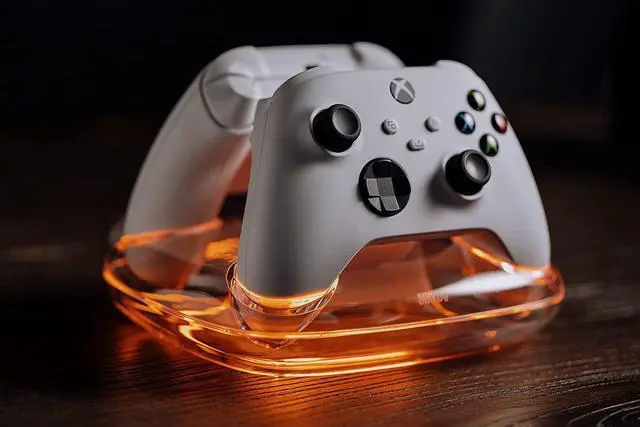 Alt view image 4 of 7 - Dual Charging Dock for Xbox Wireless Controllers, Xbox Charging Station with Magnetic Secure Charging for Series X|S & One Controller (White)