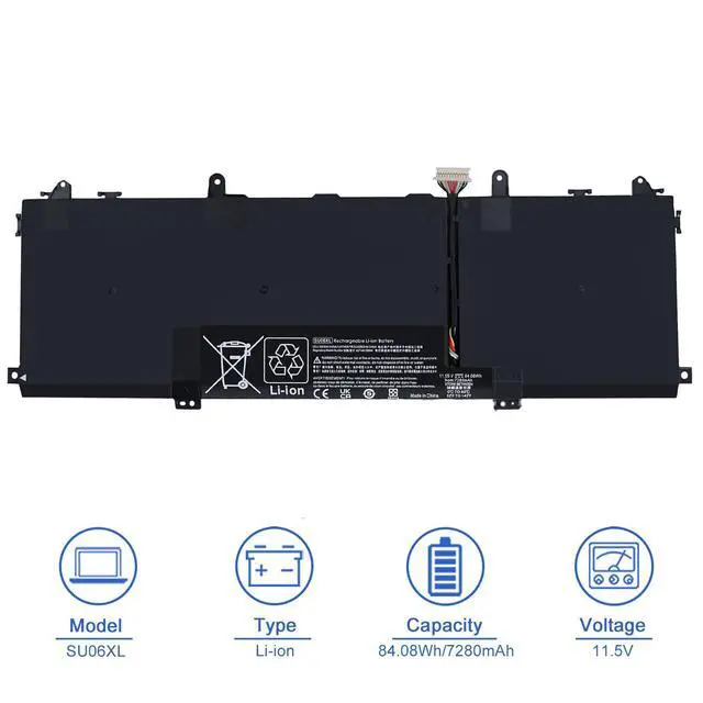 Alt view image 2 of 6 - SU06XL 84.08Wh L29184-005 Laptop Battery Compatible with HP Spectre X360 15-DF0XXX 15T-DF100 15-DF0013DX 15-DF0043DX 15-DF0070NR 15-DF0033DX 15-DF1033DX 15-DF1043DX Series L29048-271 HSTNN-DB8W 11.55V