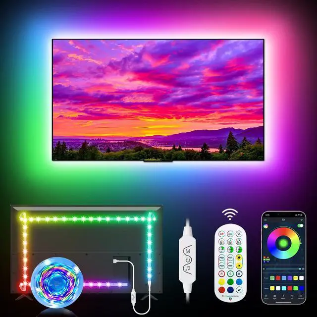 Main image of RGB 9.84ft LED Strip Lights for 32-43in TV, Dreamcolor Music Sync TV Backlight Color Changing, APP Remote Control for Home Gaming Room & Xmas Decor