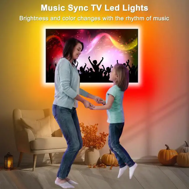 Alt view image 5 of 7 - RGB 9.84ft LED Strip Lights for 32-43in TV, Dreamcolor Music Sync TV Backlight Color Changing, APP Remote Control for Home Gaming Room & Xmas Decor