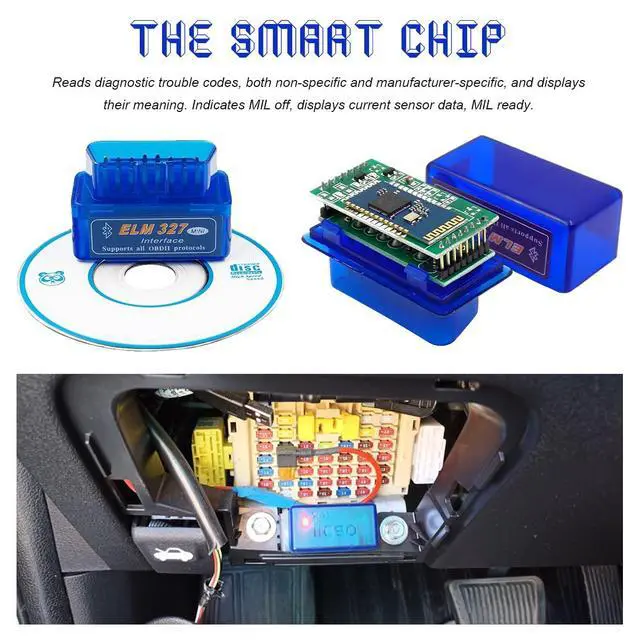 Alt view image 4 of 5 - 2 PCS ELM327 OBDII Car Auto Diagnostic Scanner, Mini ELM327 Interface Bluetooth Engine Fault Code Reader, Professional Wireless Failure Detector Compatible with OBD2 Vehicles