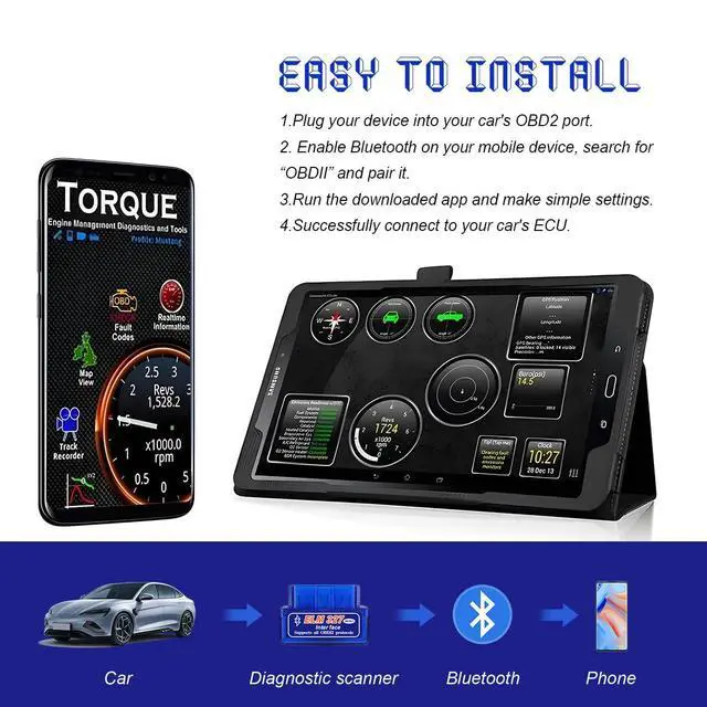 Alt view image 5 of 5 - 2 PCS ELM327 OBDII Car Auto Diagnostic Scanner, Mini ELM327 Interface Bluetooth Engine Fault Code Reader, Professional Wireless Failure Detector Compatible with OBD2 Vehicles