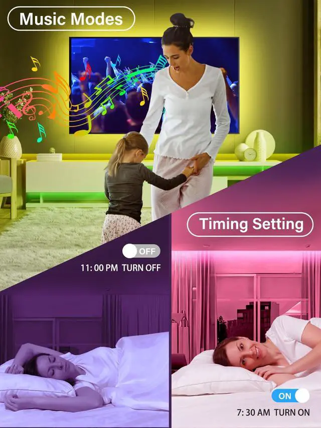 Alt view image 5 of 6 - Led Lights for TV, 20ft TV Backlight for 32-80 Inch, USB Light Strip with Remote, App Control, RGB Strip Lights Music Sync Color Changing Led Lights for Bedroom, Gaming Accessories