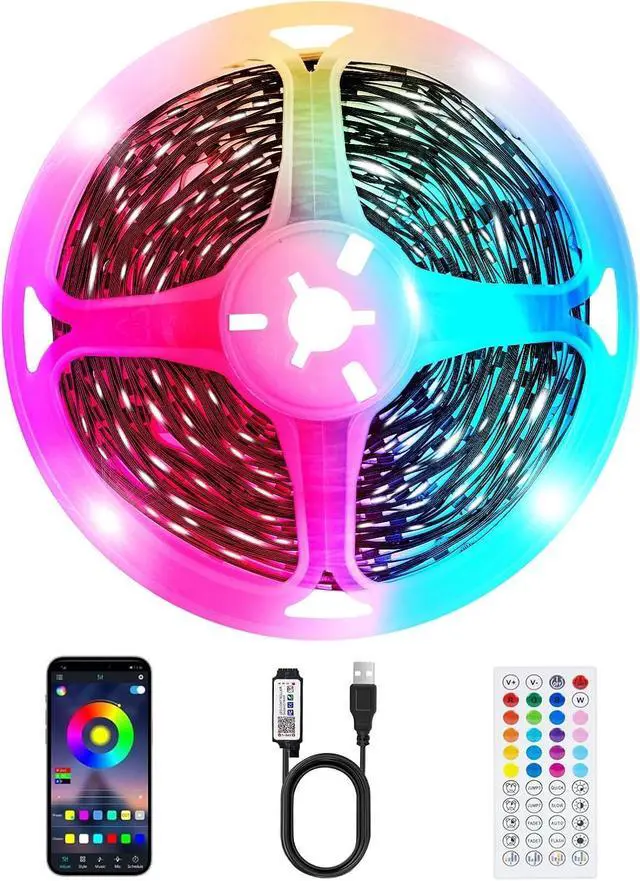 Main image of TV LED Strip, 3.28ft Smart RGB LED Lights for 24-32 Inch TVs, Music Sync Bluetooth App & Remote Control, USB-Powered for Gaming, Bedroom, PC, Home Theater