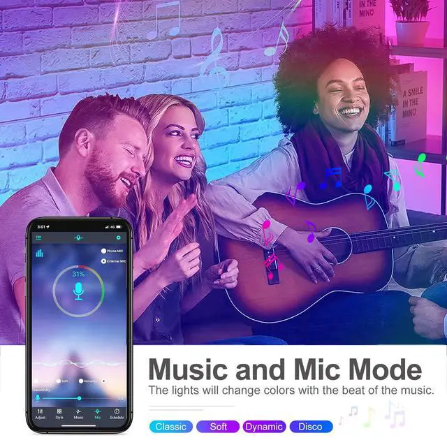 Alt view image 2 of 6 - LED Lights for TV,3.28ft Music Sync RGB Backlight with Remote & App Control, USB Powered for 24-32Inch TVs, Gaming Monitors, PC, Bedroom