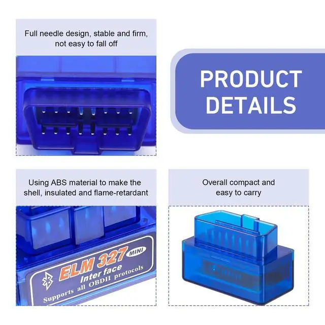 Alt view image 3 of 7 - OBD2 Scanner, ELM327 V2.1 Bluetooth Diagnostic Tool, Universal Car Code Reader for Android iOS, Real-time Vehicle Data Monitor (Blue)