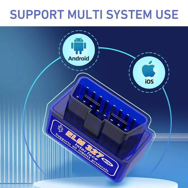 Alt view image 4 of 7 - OBD2 Scanner, ELM327 V2.1 Bluetooth Diagnostic Tool, Universal Car Code Reader for Android iOS, Real-time Vehicle Data Monitor (Blue)