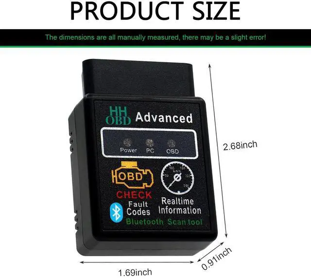 Alt view image 2 of 7 - Car OBD2 Bluetooth Diagnostic Tool, Wireless Reset and Clear Fault Codes Device, OBDII Engine Light Eliminates Scanner with Exclusive App, Universal for iOS & Android & Windows (Black)