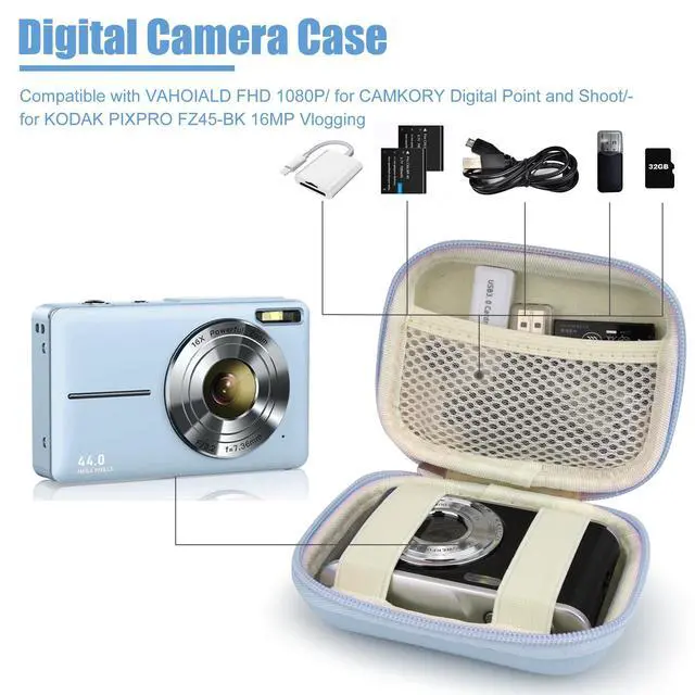 Alt view image 5 of 7 - Digital Camera Case Compatible With KODAK PIXPRO FZ45 FZ55/ for CAMKORY DC403 FHD 1080P Digital Point and Shoot Vlogging/SD Card, Travel Carry Cases Bag (Sky blue)