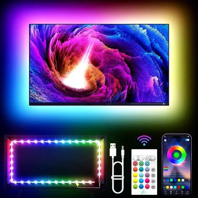 Main image of TV LED Lights, 11.5ft LED Lights for 32-55 Inch TV, RGB TV Backlight Behind with Remote, Music Sync Bluetooth APP Control Strip Lights USB Powered for Bedroom, PC, Gaming Monitor