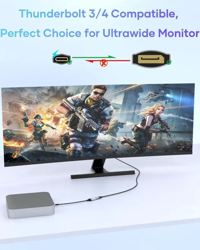 Alt view image 2 of 7 - USB C to DisplayPort Adapter, 8K Type-C Male to DisplayPort 1.4 Female, 8K@60Hz, 4K@144Hz, 4K@120Hz Dynamic HDR Thunderbolt 4/3 to Display Port for iPhone 16/15Series, MacBookPro, Galaxy S24