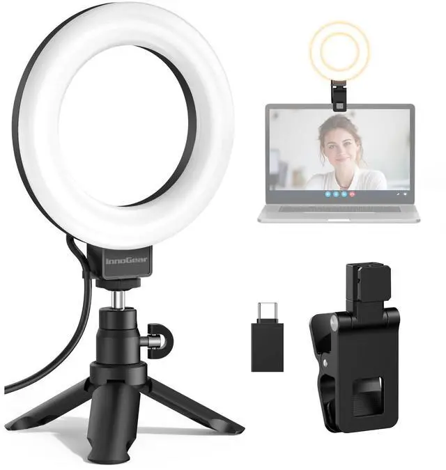 Main image of Video Conference Light, 5" 60 LED On-Camera Video Lights for Monitor Desk LED Streaming Lighting with Desk Tripod Selfie Zoom Lighting for Computer Camera Webcam Laptop Podcast, Recording