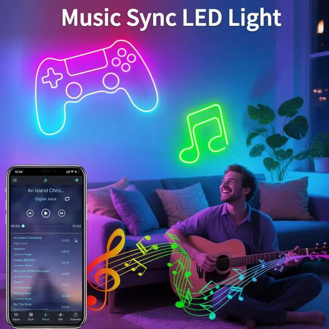 Alt view image 3 of 7 - LED Neon Lights3.3ft USB Powered LED Strip Lights5V Music Sync Color Changing Rope Light with APP ControlIP65 Waterproof RGB Rope Lights for BedroomCabinet,Kitchen, DIY Lighting