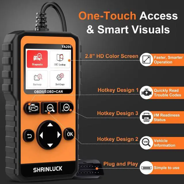 Alt view image 3 of 7 - Y2 2.8'' Color Graphing Screen OBD2 Scanner Diagnostic Tool,Enhanced PRO Check and Reset Engine Fault Code,DTC Lookup,O2 Sensor Test,Live Data,Freeze Frame,OBDII Code Reader Tool for All Cars