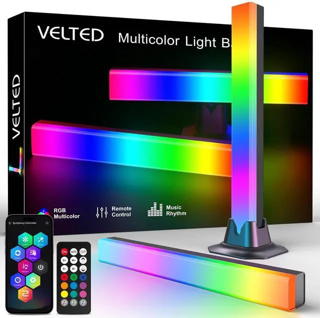 Main image of RGB Light Bar, Smart Music Sync RGB IC LED Lights Bars, USB Powered Ambient Lighting, Remote Control Color Changing Gaming TV Backlight, for PC Room Monitor Desk
