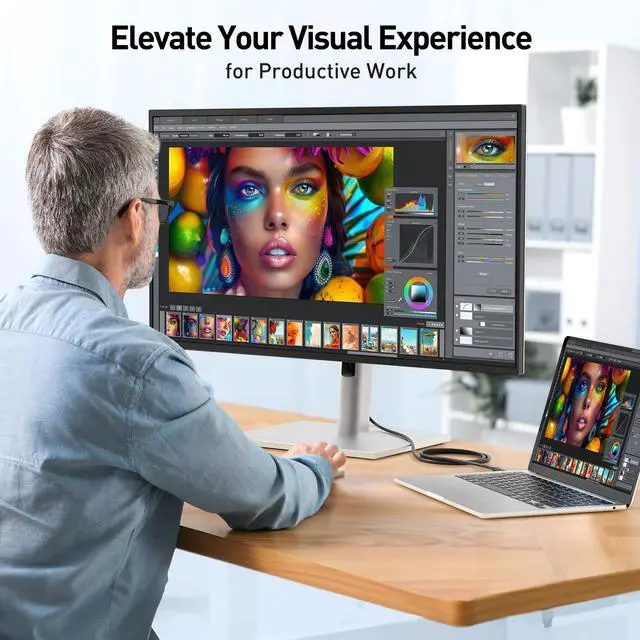 Alt view image 5 of 7 - Unidirectional USB C to DisplayPort 1.4 Cable - 6ft, Support 8K@60Hz / 4K@240Hz, Thunderbolt 4 to DisplayPort Cable, Display Port to USB C, Black - Not for Portable USBC Monitor