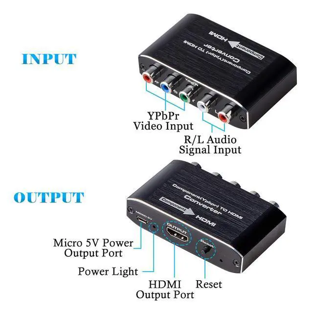 Alt view image 3 of 6 - Component to HDMI, Component to HDMI Converter, YPbPr to HDMI Converter Supports Video Audio HDMI V1.4 for DVD PSP Xbox 360 PS2 Nintendo to HDTV Monitor and Projector (Black)