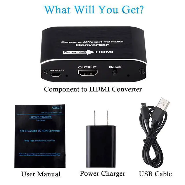Alt view image 6 of 6 - Component to HDMI, Component to HDMI Converter, YPbPr to HDMI Converter Supports Video Audio HDMI V1.4 for DVD PSP Xbox 360 PS2 Nintendo to HDTV Monitor and Projector (Black)