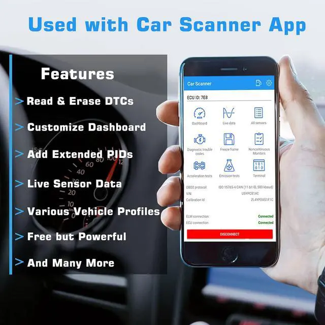 Alt view image 7 of 7 - Veepeak Mini Bluetooth OBD2 Scanner for Android Not Compatible with iOS Wireless Check Engine Light Code Reader & Diagnostic Tool