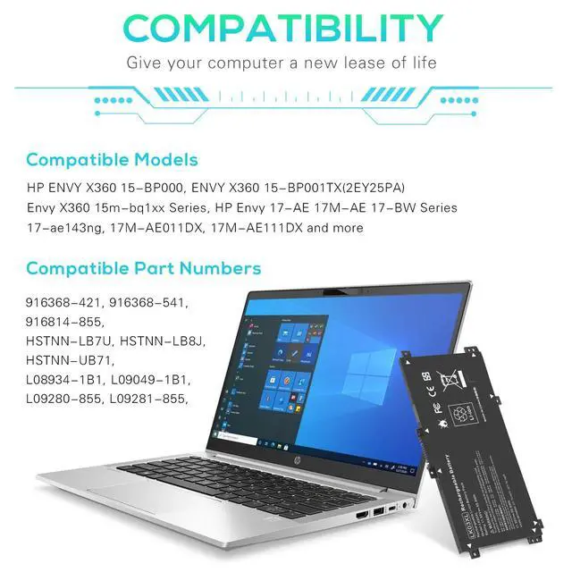 Alt view image 4 of 7 - LK03XL Battery for hp Envy x360 Convertible 17m-ae0xx 17-bw 17m-ae111dx 15m-bp1xx 15m-cn0xxx 15-cn0xxx 15m-cp0xxx 15m-cn0012dx 15m-cn0011dx for HP Envy X360 Convertible 17-AE 17M-AE 17-BW 17-CE 17M-CE