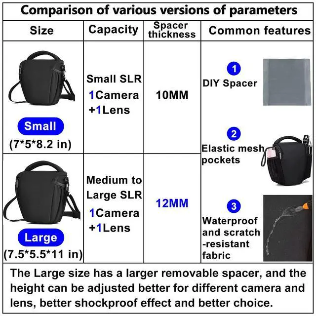 Alt view image 2 of 7 - CADeN DSLR/SLR Camera Shoulder Bag Case with Adjustable Shoulder Strap, Compatible for Nikon, Canon, Sony Mirrorless Cameras Waterproof (Small)