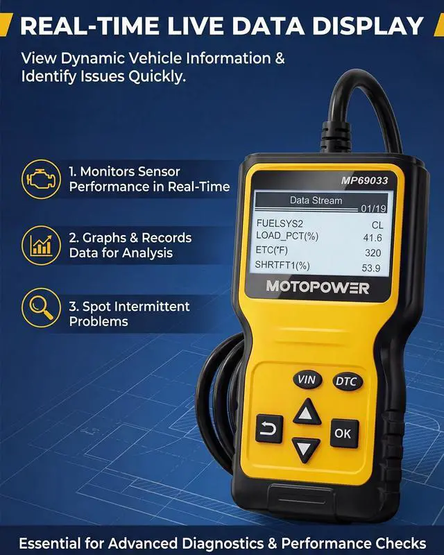 Alt view image 7 of 7 - MP69033 Car OBD2 Scanner Code Reader Engine Fault Scanner CAN Diagnostic Scan Tool for All OBD II Protocol Cars Since 1996, Yellow