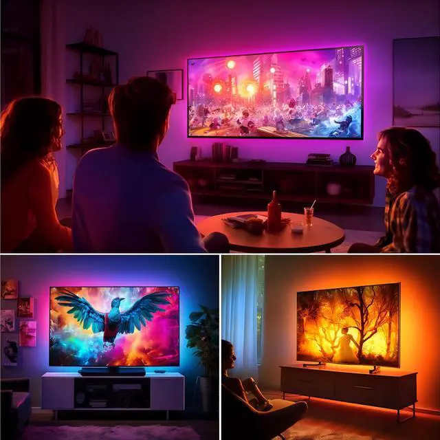Alt view image 2 of 7 - Maylit ICRGB TV LED Backlight, App Control LED Lights for 20-36in TV/Monitor, Music Sync Color Changing TV LED Strip Lights for Home Decor, USB Powered Gaming Accessories Lights for Bedroom Room Decor