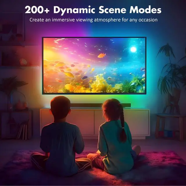 Alt view image 6 of 7 - Maylit ICRGB TV LED Backlight, App Control LED Lights for 20-36in TV/Monitor, Music Sync Color Changing TV LED Strip Lights for Home Decor, USB Powered Gaming Accessories Lights for Bedroom Room Decor