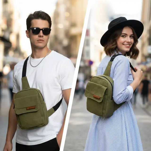 Alt view image 7 of 7 - TULLIO Camera Bag Small, Crossbody Camera Bag Purse Waterproof Canvas Shoulder Photo Case Photography Sling Bag for Mirrorless or DSLR SLR