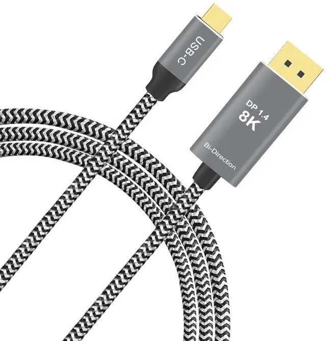 Main image of PAKLIMCN 32.4Gbps USB C to DisplayPort 8K Cable - Bidirectional, Supports 4K 144Hz/2K 240Hz, Thunderbolt 4 Compatible, Braided, Works with iPhone, MacBook, XPS, 6 ft