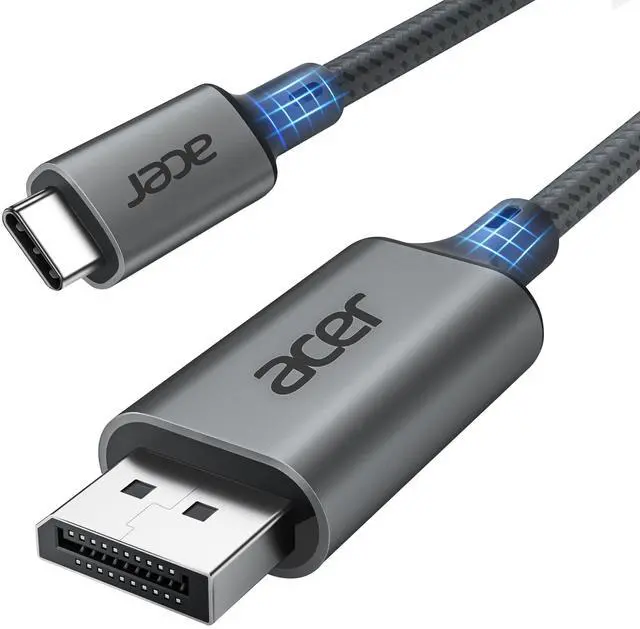 Main image of acer USB C to DisplayPort Cable 6.6 FT (4K@60HZ 2K@165Hz), Type-C to DisplayPort Cord (Sturdy Aluminum, Plug & Play) Thunderbolt 3/4/5 Compatible with MacBook Pro/Air, iPhone 16 Pro/Max, XPS, Surface