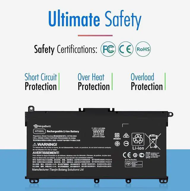 Alt view image 4 of 7 - NinjaBatt HT03XL Battery for HP L11119-855 HW03XL Pavilion 15-DB Series14M-DH0003DX 14M-DH1003DX 15T-CS200 15-DY0013DX 15-DY1023DX 15-DY1751MS 15-CS3073CL