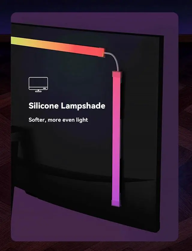 Alt view image 6 of 7 - Monitor LED Backlights for PC/Mac, LED Strip Lights That Sync with Screen Color or Music, Computer Light Bar Behind Monitor, LEDs for Desk Gaming, USB Interface, Software Control (32 in)