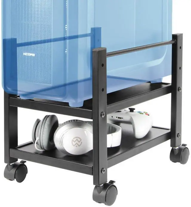 Main image of J JACKCUBE DESIGN 2 Tier Computer Tower Stand for Desktop CPU, Gaming PC Holder, Mobile Rolling Cart for Under Desk with Caster Wheels, Office Desk Accessories- MK712A