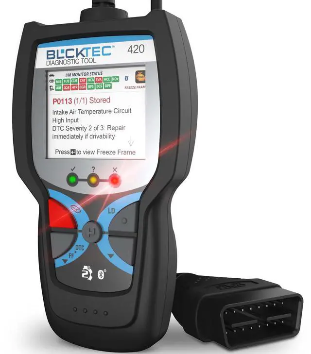 Main image of BLCKTEC 420 Bluetooth OBD2 Scanner Diagnostic Tool - Vehicle Code Reader for Car - Clears Check Engine Light - Comes with Premium OBD App On IOS & Android - Works For All Cars 1996 & Newer