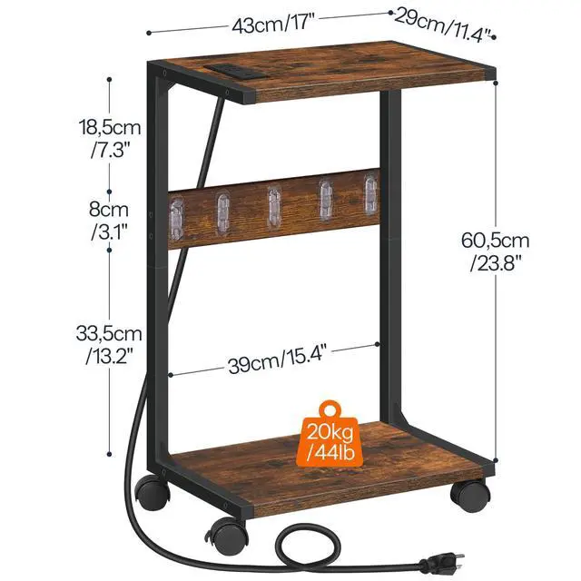 Alt view image 4 of 7 - HOOBRO Computer Tower Stand, PC Stand with Charging Station, 2-Tier PC Tower Stand with Locking Caster Wheels, CPU Stand Fits Most PCs, PC Stand for Floor, for Home Office Rustic Brown BF01UCJ01G1