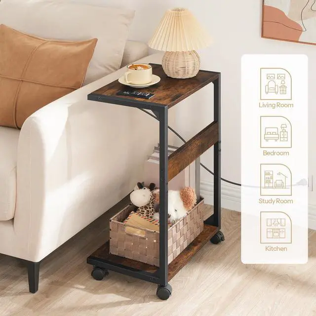 Alt view image 3 of 7 - HOOBRO Computer Tower Stand, PC Stand with Charging Station, 2-Tier PC Tower Stand with Locking Caster Wheels, CPU Stand Fits Most PCs, PC Stand for Floor, for Home Office Rustic Brown BF01UCJ01G1