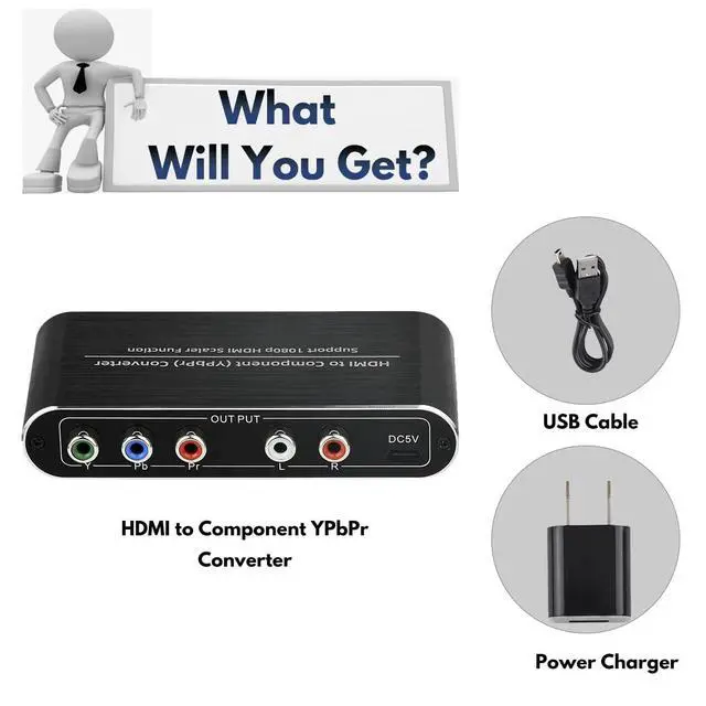 Alt view image 7 of 7 - HDMI to Component Converter with Scaler Function, HDMI to YPbPr 5RCA RGB Scaler Adapter V1.4 with R/L Audio Output Support for MacBook TV Blu-Ray DVD PS4 DVD, PSP, Xbox 360,Amazon Fire TV