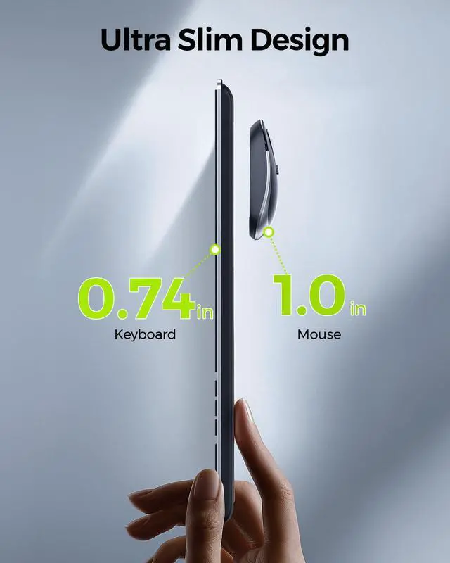 Alt view image 2 of 7 - seenda Wireless Keyboard and Mouse Combo Full Size Slim Thin Wireless Keyboard Mouse with On/Off Switch on Both Keyboard and Mouse - (Black and Silver)