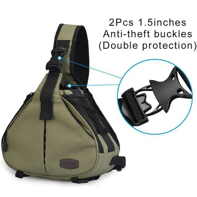 Alt view image 6 of 7 - Camera Bag Sling Backpack Camera Case Waterproof with Rain Cover Tripod Holder, Compatible for DSLR/SLR Mirrorless Cameras (Canon Nikon Sony Pentax) and Accessories Green