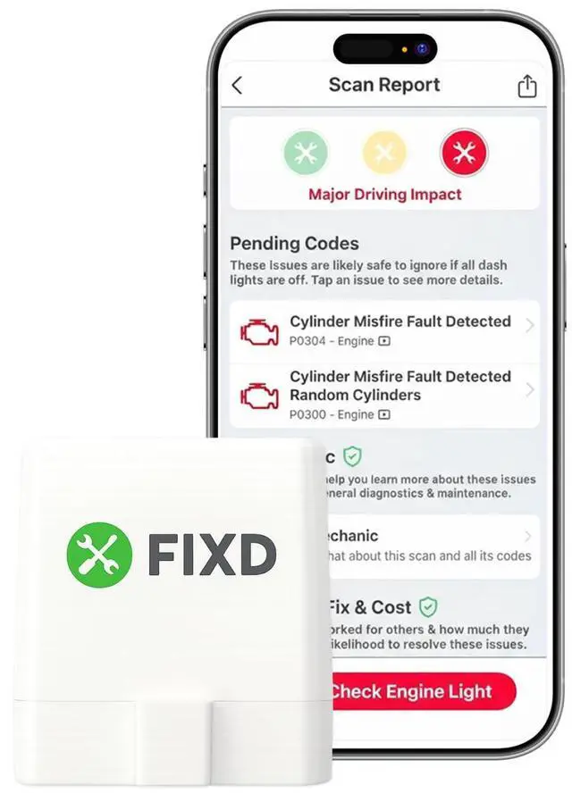 Main image of FIXD Bluetooth OBD2 Scanner for iPhone & Android - Diagnostic Scan Tool for Repairs and Car Buying - Check Engine Code Reader & Enhanced Codes - (1 Pack w/Free 14-Day FIXD Premium Bundle)