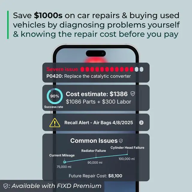 Alt view image 3 of 7 - FIXD Bluetooth OBD2 Scanner for iPhone & Android - Diagnostic Scan Tool for Repairs and Car Buying - Check Engine Code Reader & Enhanced Codes - (1 Pack w/Free 14-Day FIXD Premium Bundle)