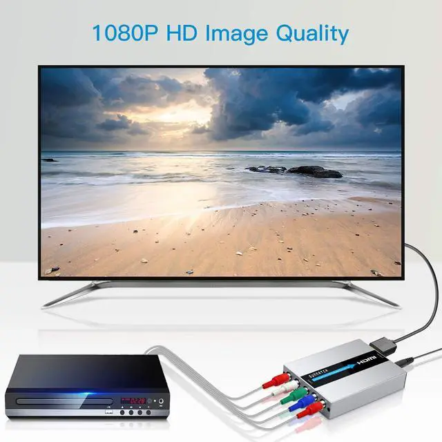 Alt view image 6 of 7 - SUNNATCH Component to HDMI Converter with Scaler Function, RGB to HDMI, 5RCA YPbPr to HDMI Converter Adapter, Component in HDMI Out Converter(1080P, Aluminum)