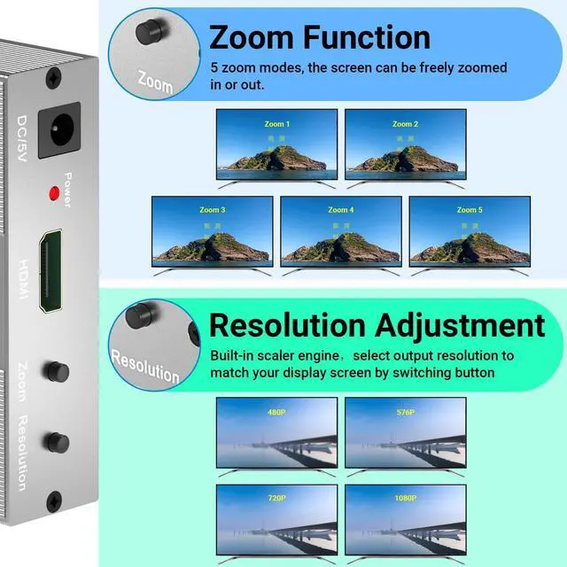 Alt view image 4 of 7 - SUNNATCH Component to HDMI Converter with Scaler Function, RGB to HDMI, 5RCA YPbPr to HDMI Converter Adapter, Component in HDMI Out Converter(1080P, Aluminum)